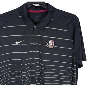 Nike Dri Fit Florida State Seminoles Polo Shirt Mens XL Black NCAA Golf Striped